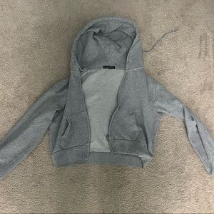 Brandy Melville Cropped Gray Crystal Hoodie